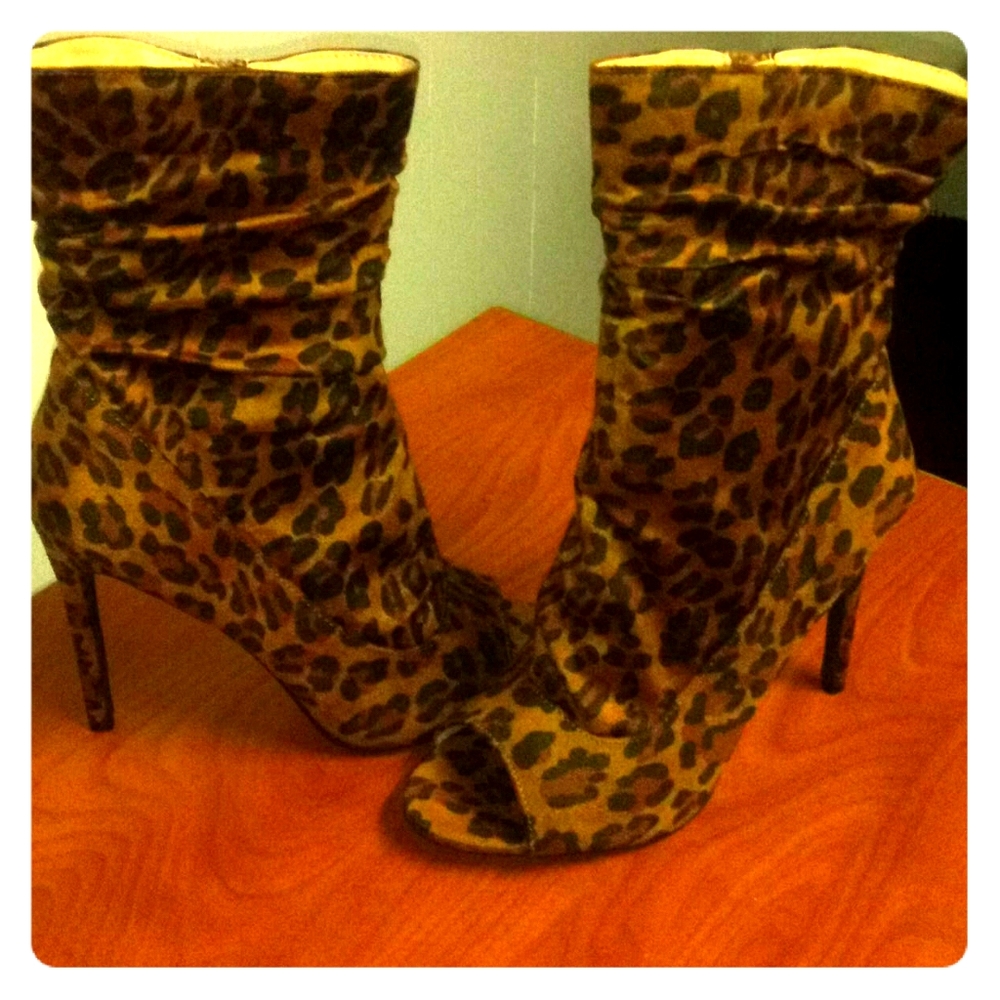 Cheetah Print Peep Toe Booties